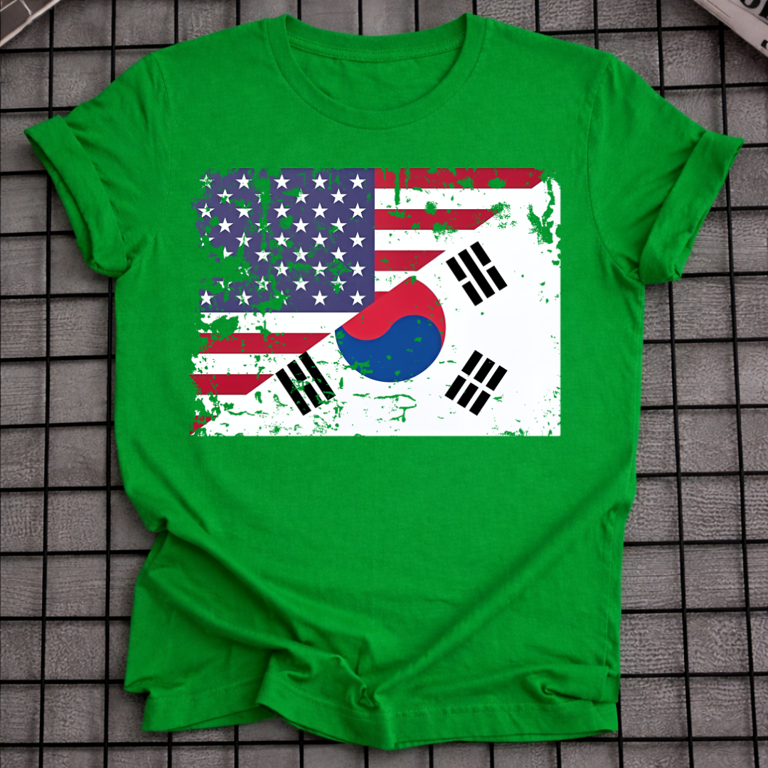 DISTRESSED KOREAN AMERICAN FLAG T-SHIRT