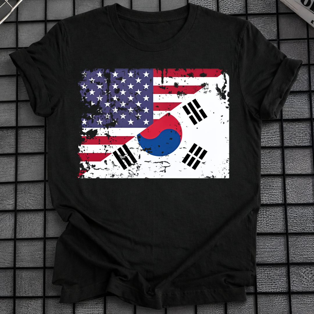 DISTRESSED KOREAN AMERICAN FLAG T-SHIRT