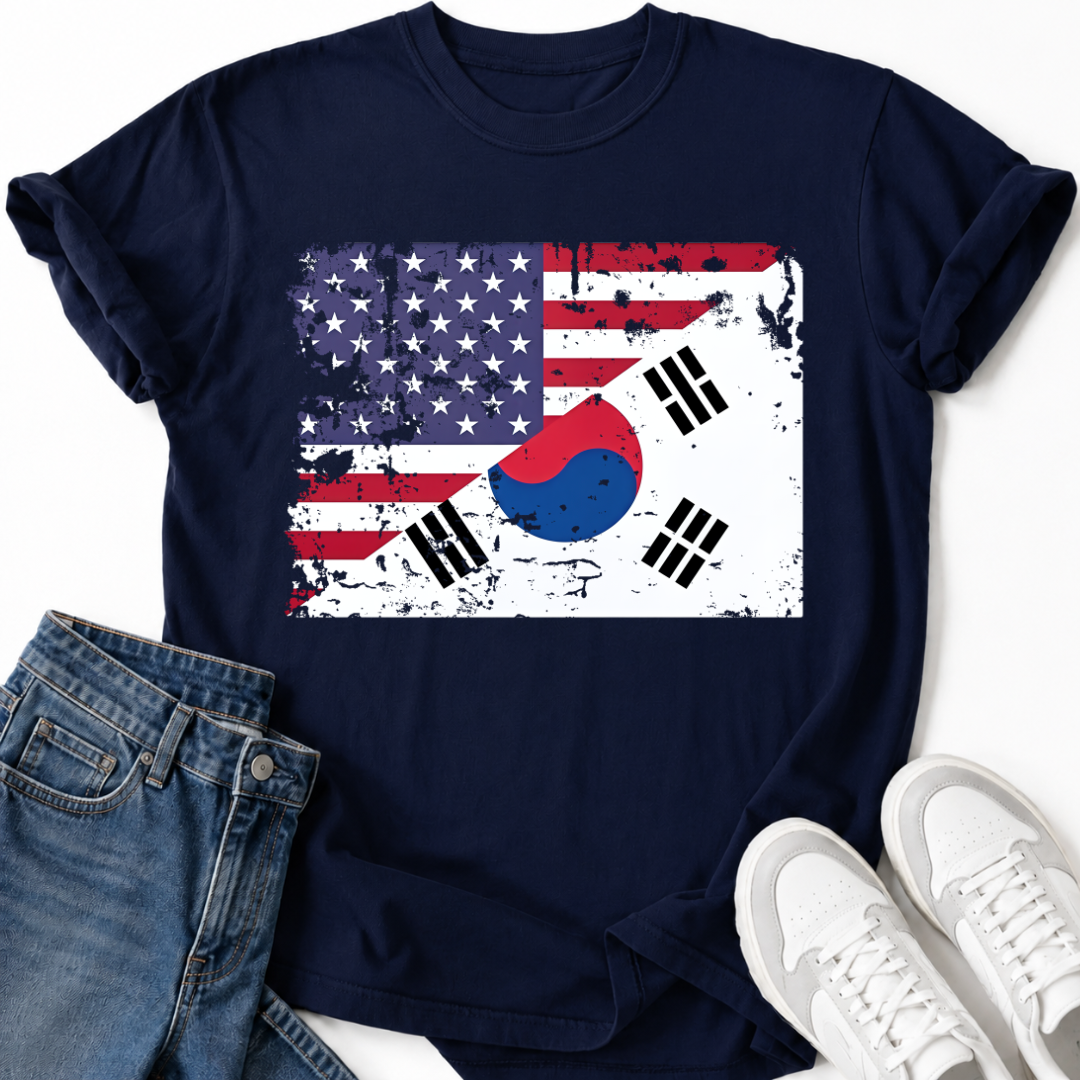 DISTRESSED KOREAN AMERICAN FLAG T-SHIRT