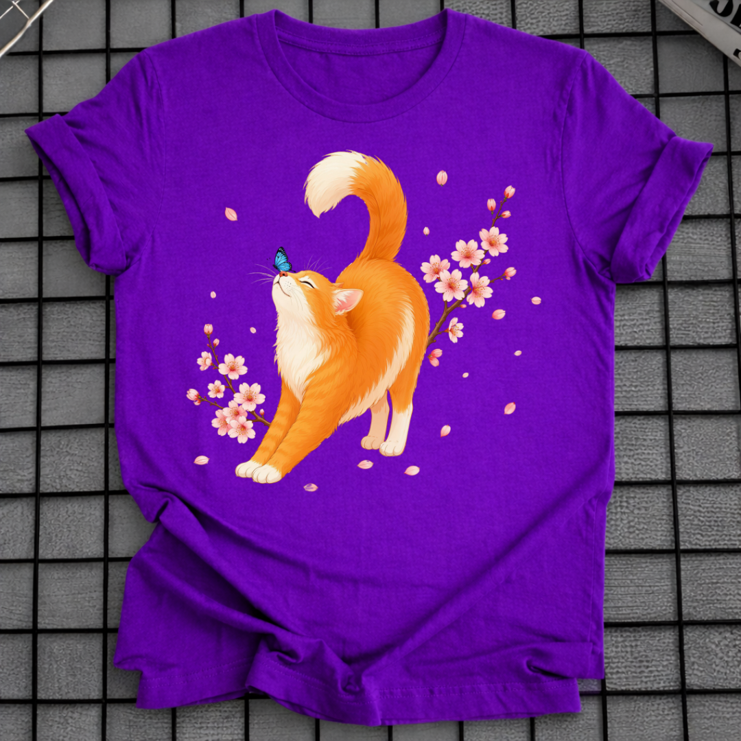 KATZE KIRSCHBLÜTEN-T-SHIRT