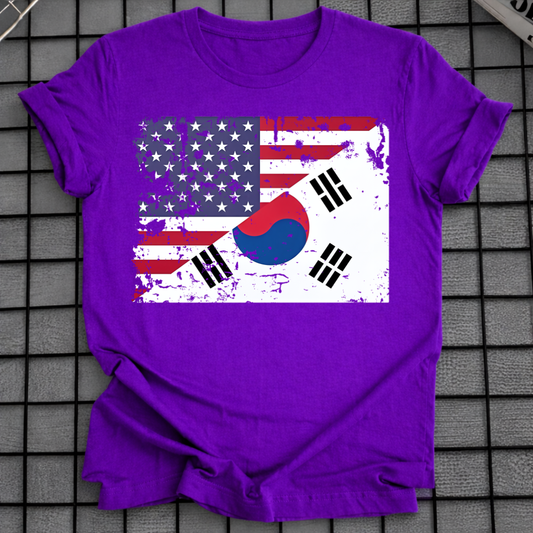 DISTRESSED KOREAN AMERICAN FLAG T-SHIRT