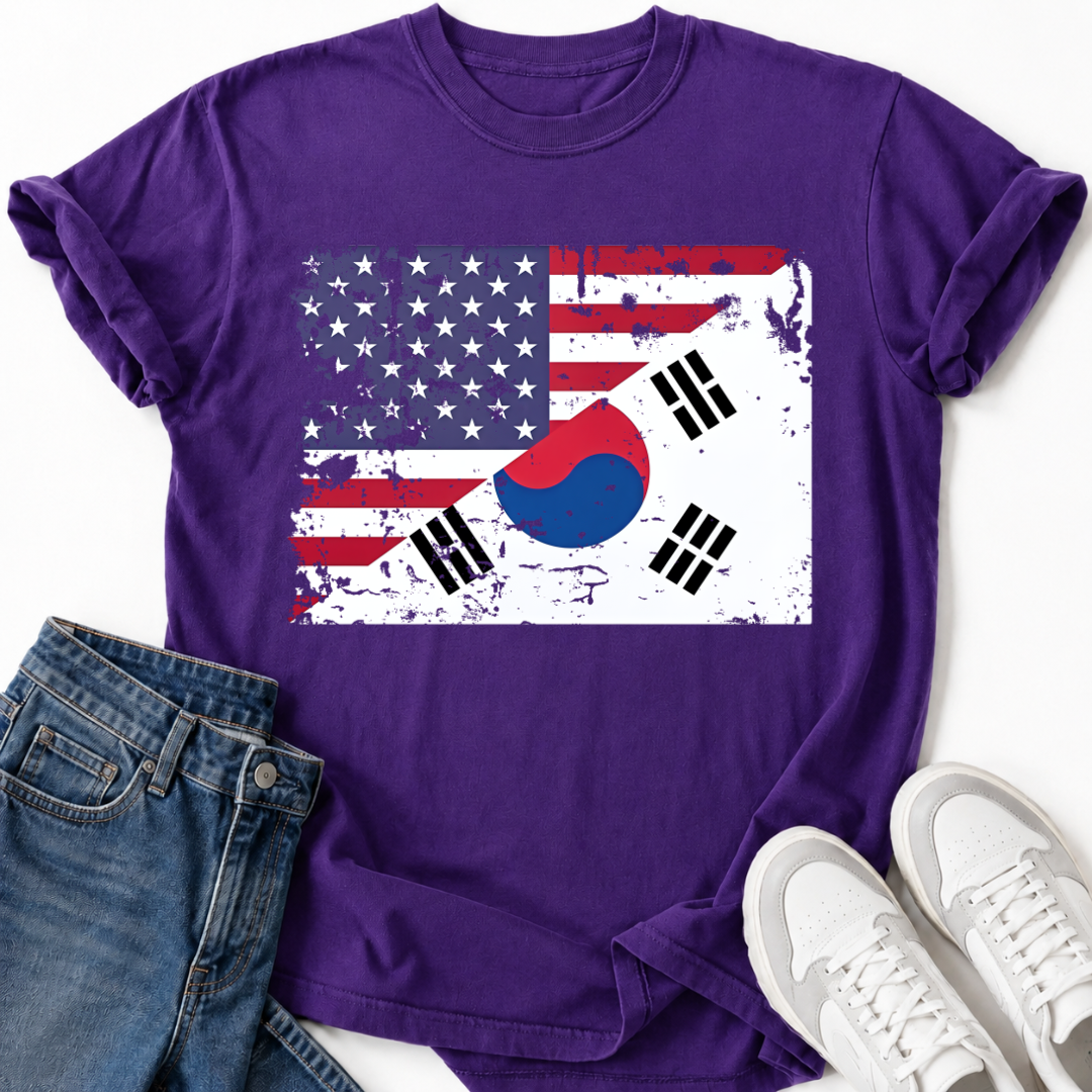 DISTRESSED KOREAN AMERICAN FLAG T-SHIRT