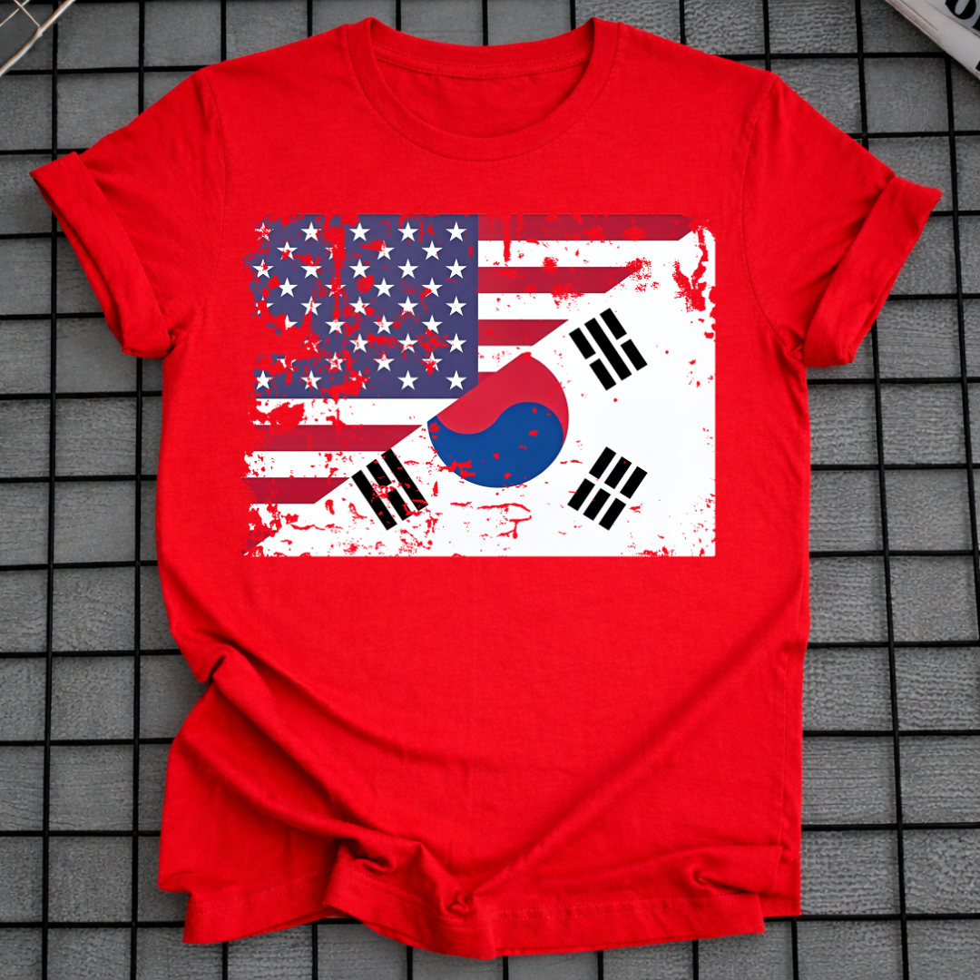 DISTRESSED KOREAN AMERICAN FLAG T-SHIRT