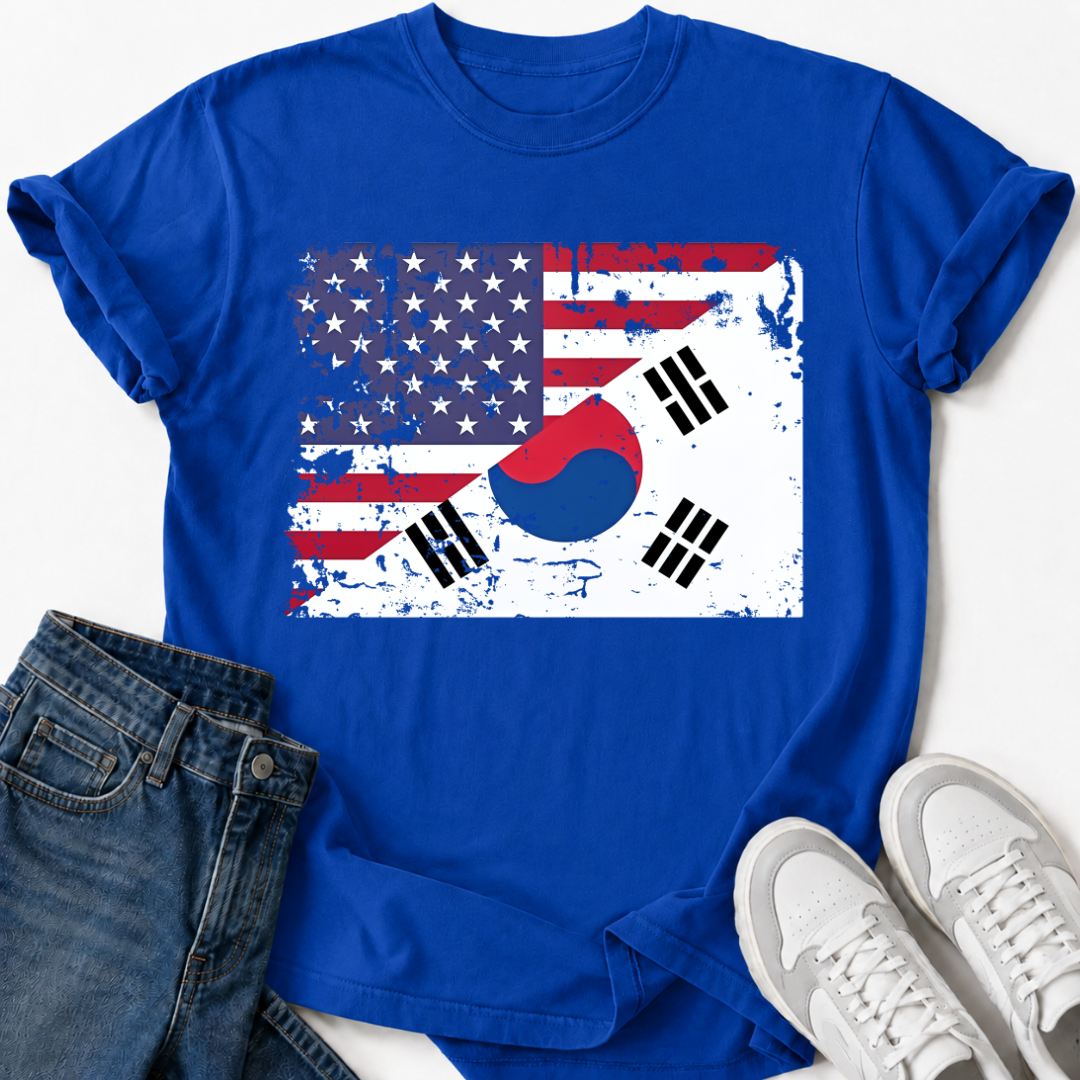DISTRESSED KOREAN AMERICAN FLAG T-SHIRT