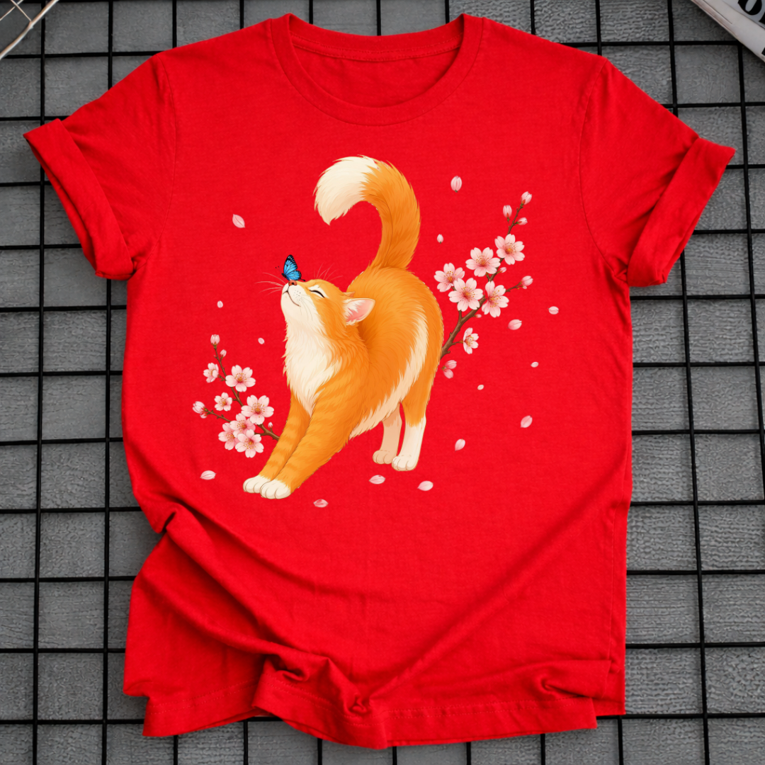 KATZE KIRSCHBLÜTEN-T-SHIRT