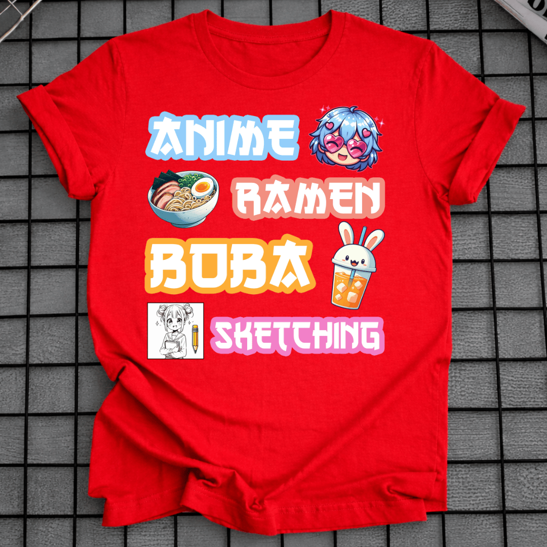 ANIME RAMEN BOBA SKETCHING T-SHIRT