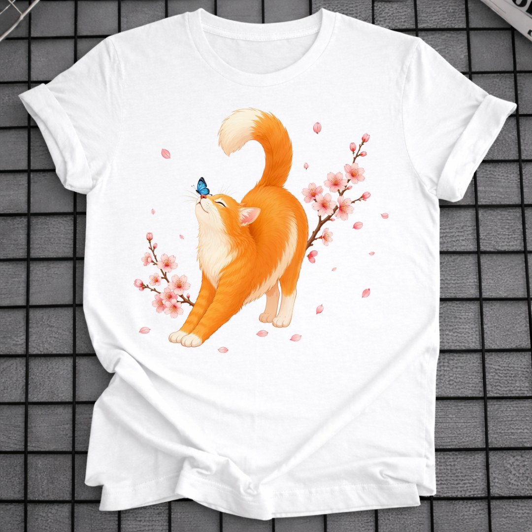 KATZE KIRSCHBLÜTEN-T-SHIRT