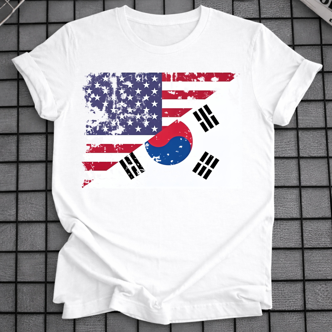 DISTRESSED KOREAN AMERICAN FLAG T-SHIRT
