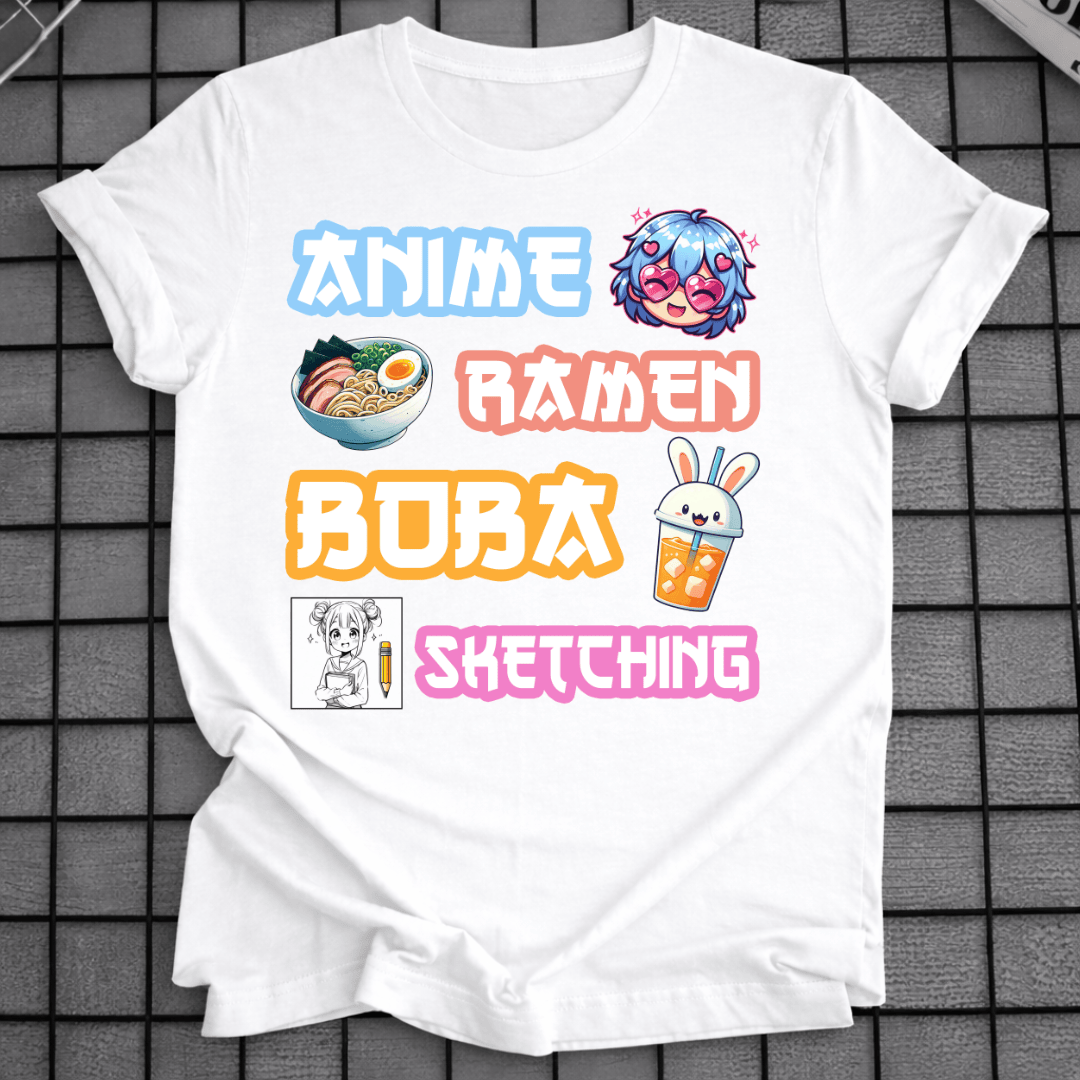 ANIME RAMEN BOBA SKETCHING T-SHIRT