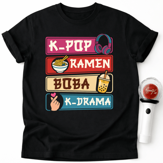 K-POP RAMEN BOBA K-DRAMA T-SHIRT