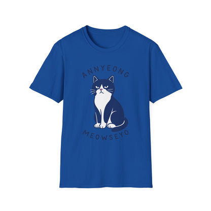 Annyeong Cat T-Shirt — Cute Korean Greeting Cat Graphic Tee ("Annyeong Meowseyo")