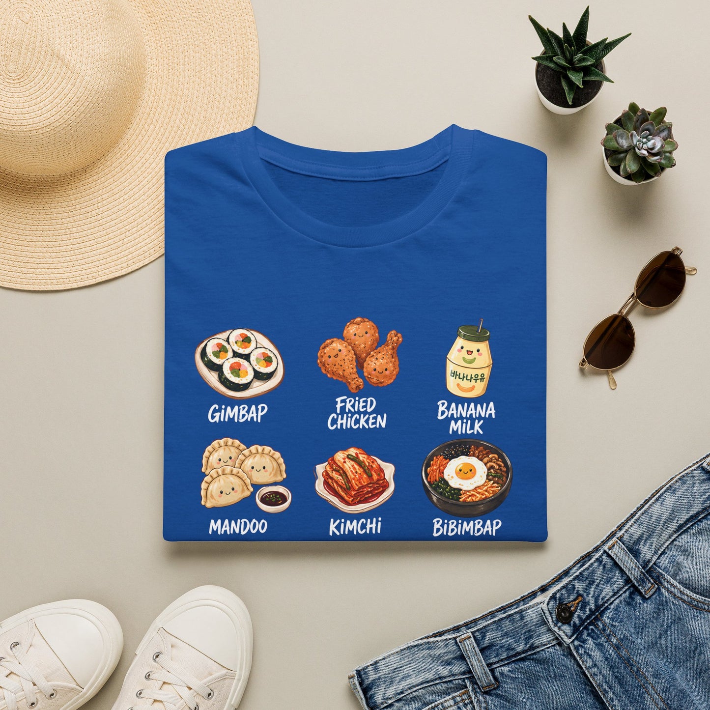 Korean Food Icons T-Shirt — Gimbap, Kimchi, Bibimbap & More Foodie Tee