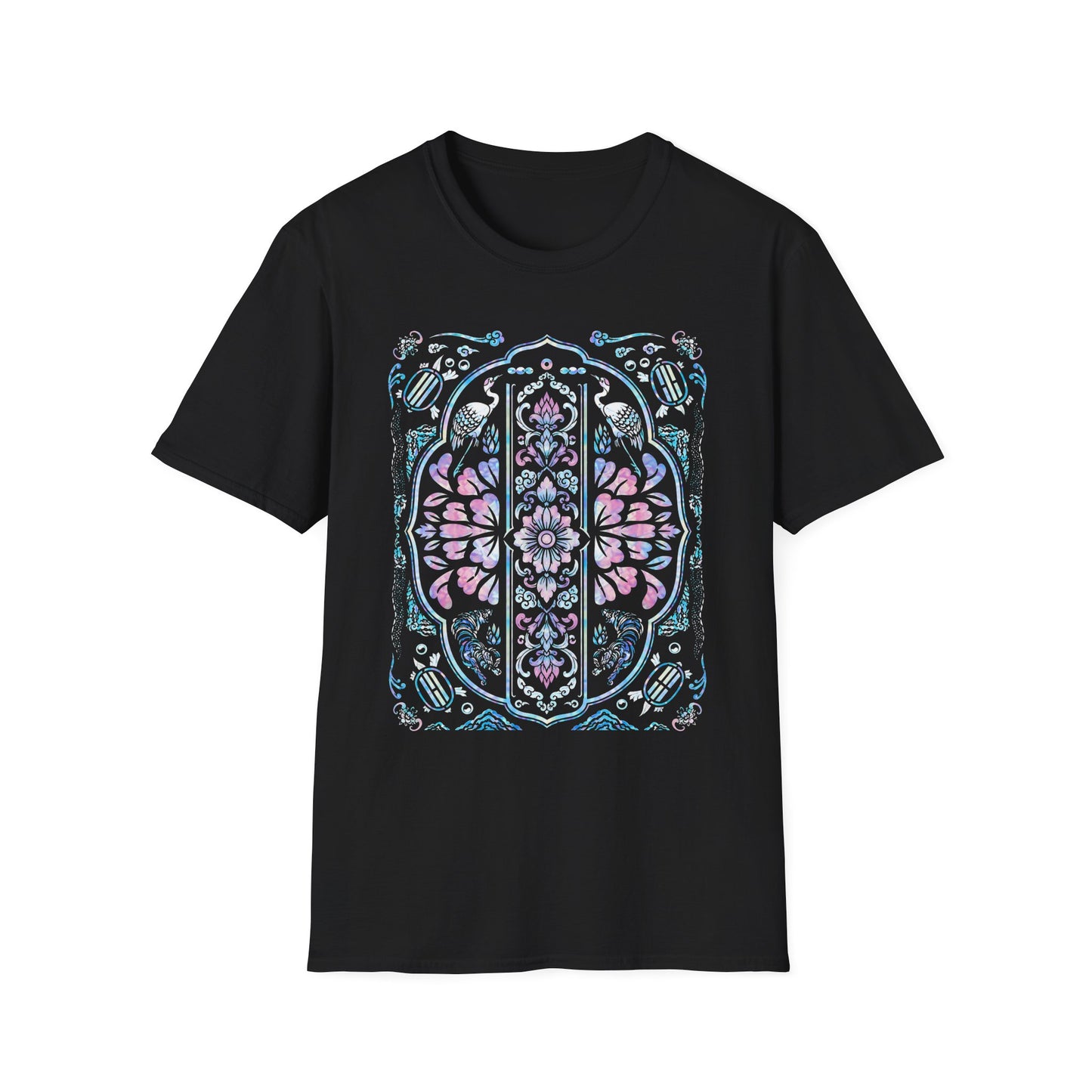 Stained Glass Floral Tee — Pastel Mandala Window Graphic T-Shirt