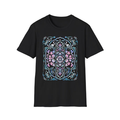 Stained Glass Floral Tee — Pastel Mandala Window Graphic T-Shirt