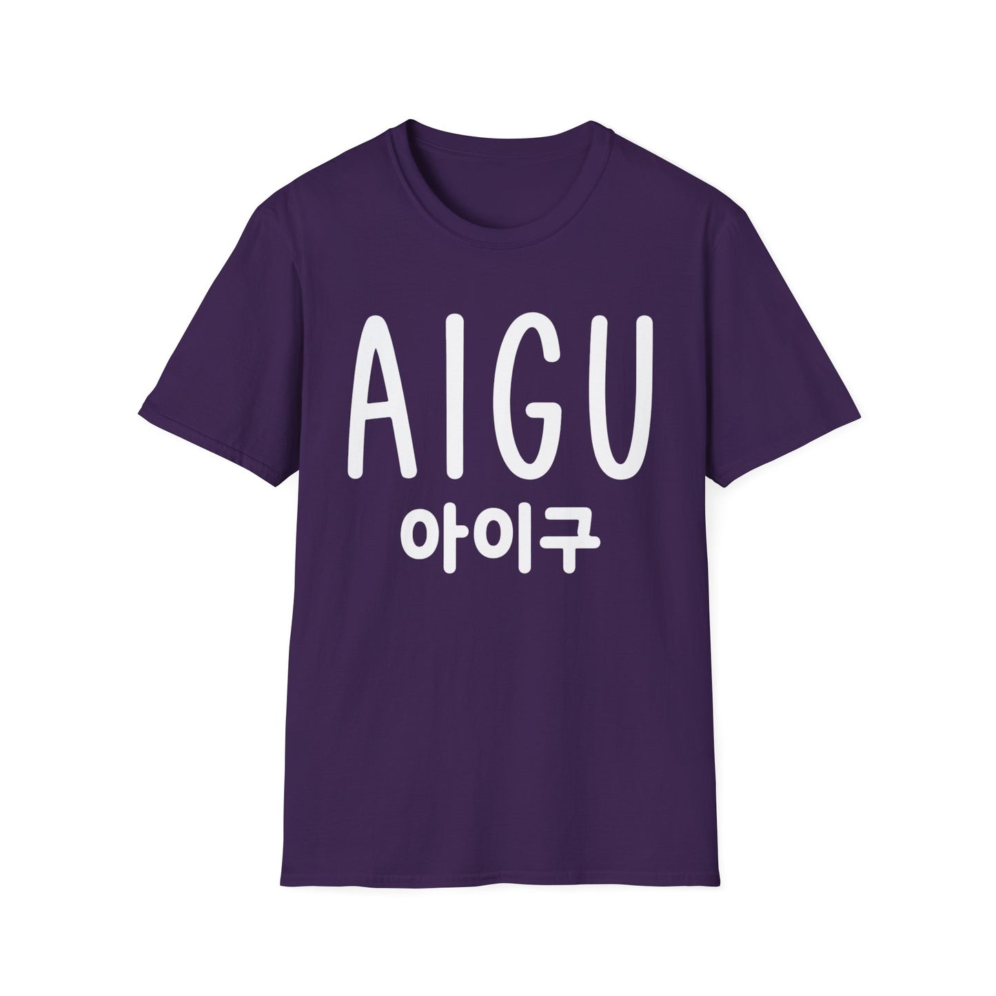 AIGU Korean Text Graphic T-Shirt — Cute K-pop Inspired Lettering Tee