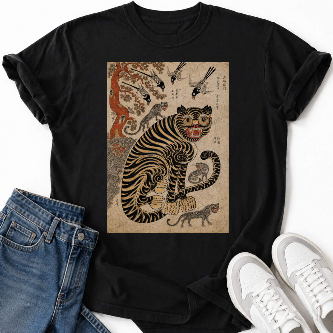 KOREAN TIGER FOLK ART T-SHIRT