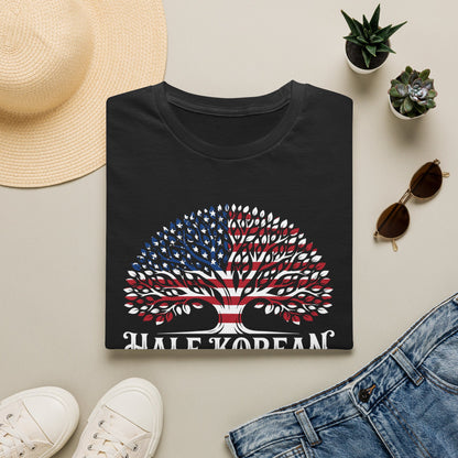 Half Korean T-Shirt — 'Half Korean Is Better Than No Korean' Patriotic USA & Korea Tree Design