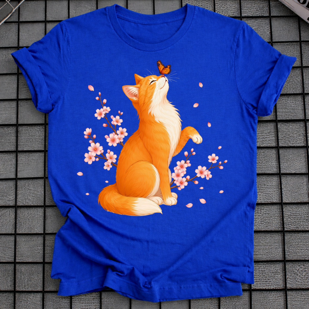KIRSCHBLÜTEN-KATZEN-T-SHIRT