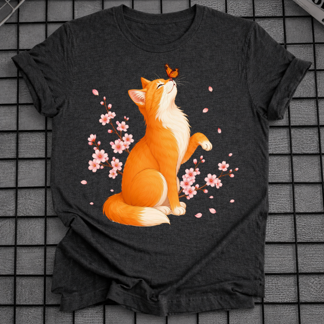 KIRSCHBLÜTEN-KATZEN-T-SHIRT