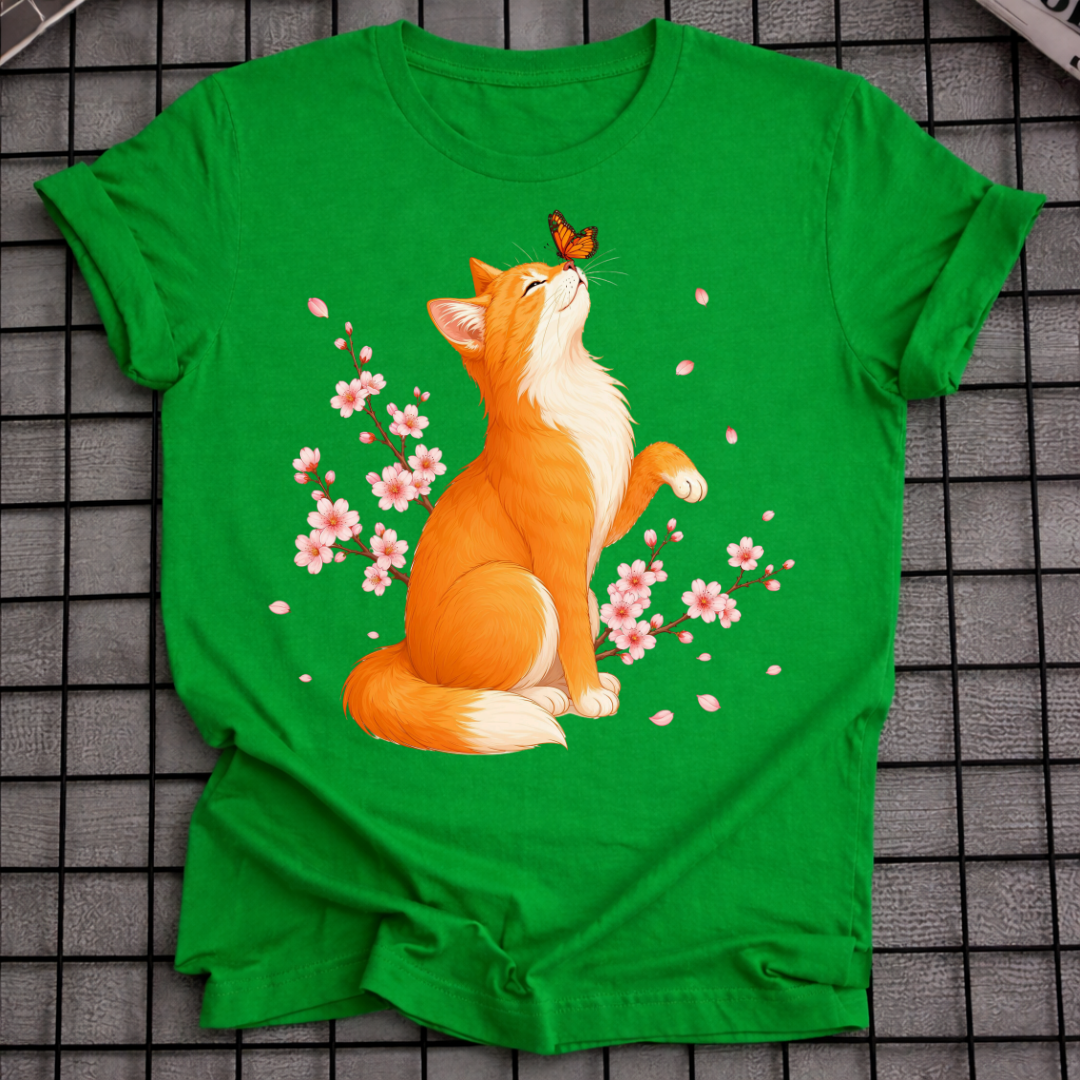 KIRSCHBLÜTEN-KATZEN-T-SHIRT