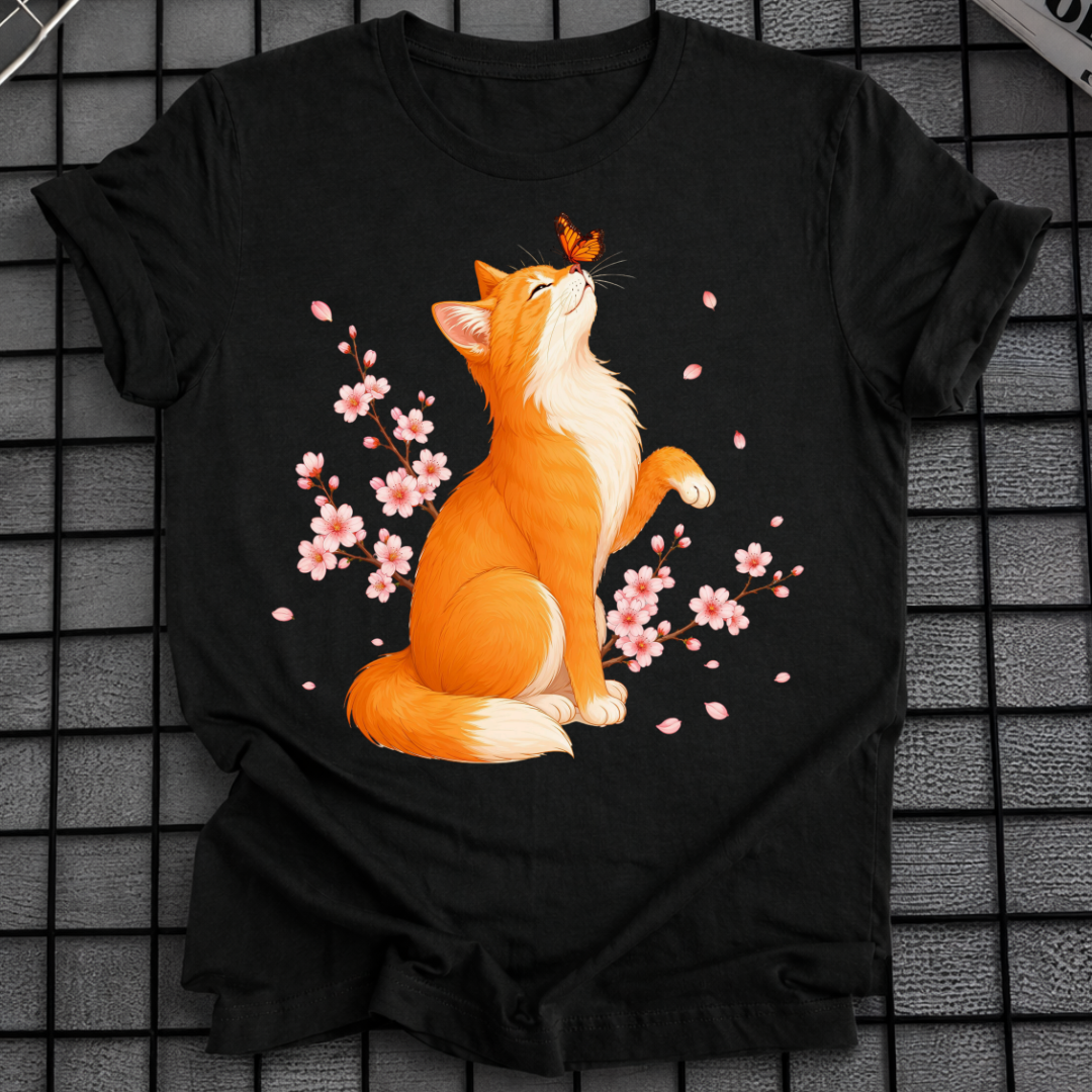 KIRSCHBLÜTEN-KATZEN-T-SHIRT