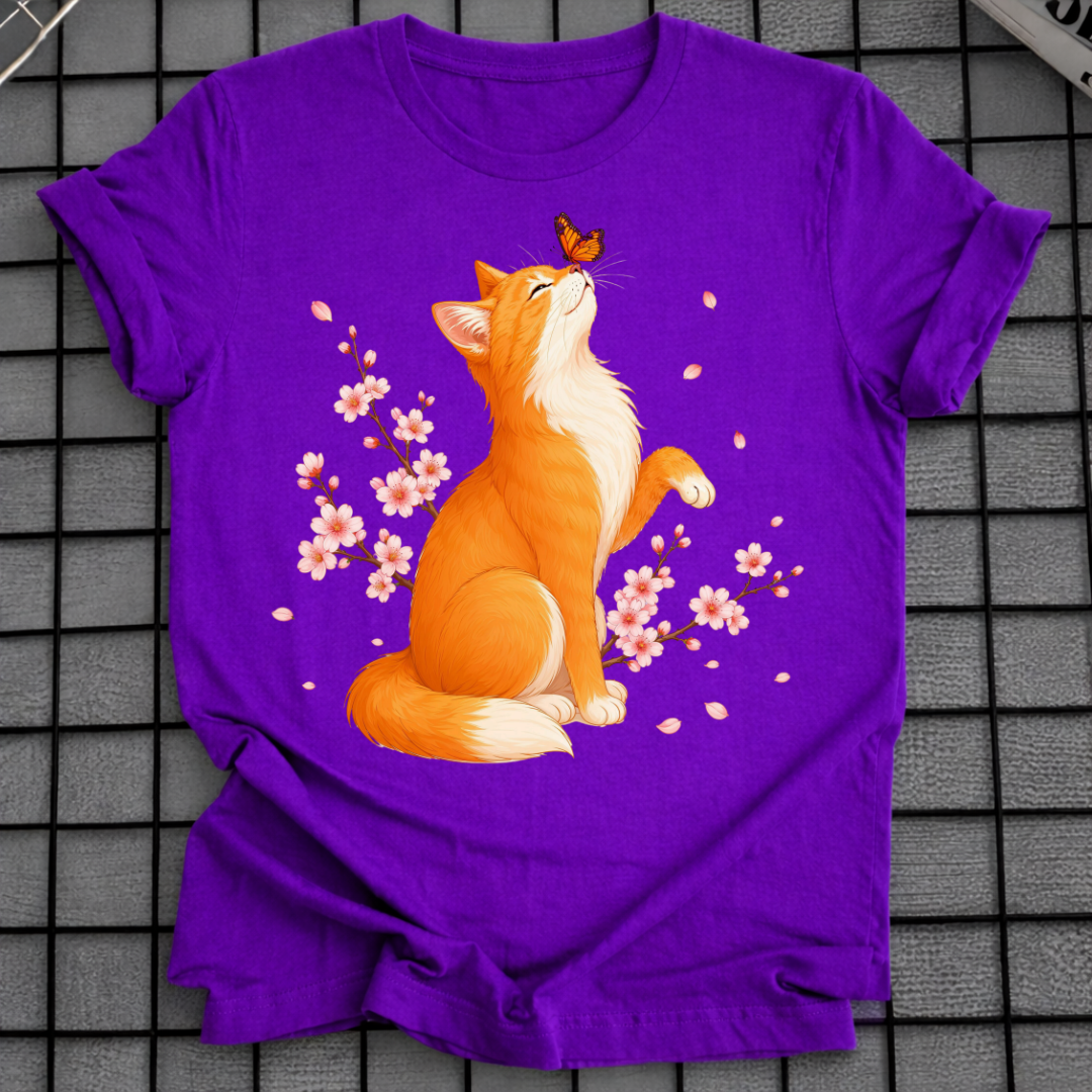 KIRSCHBLÜTEN-KATZEN-T-SHIRT