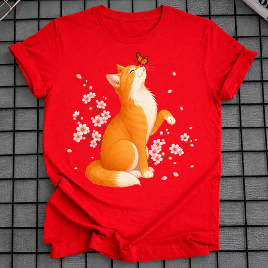 CHERRY BLOSSOM CAT T-SHIRT
