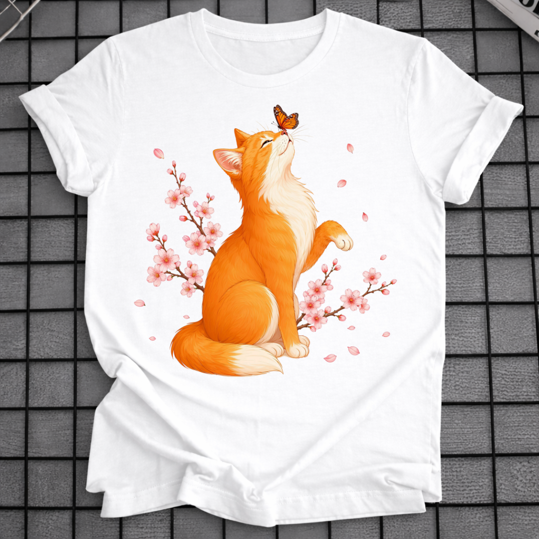 KIRSCHBLÜTEN-KATZEN-T-SHIRT