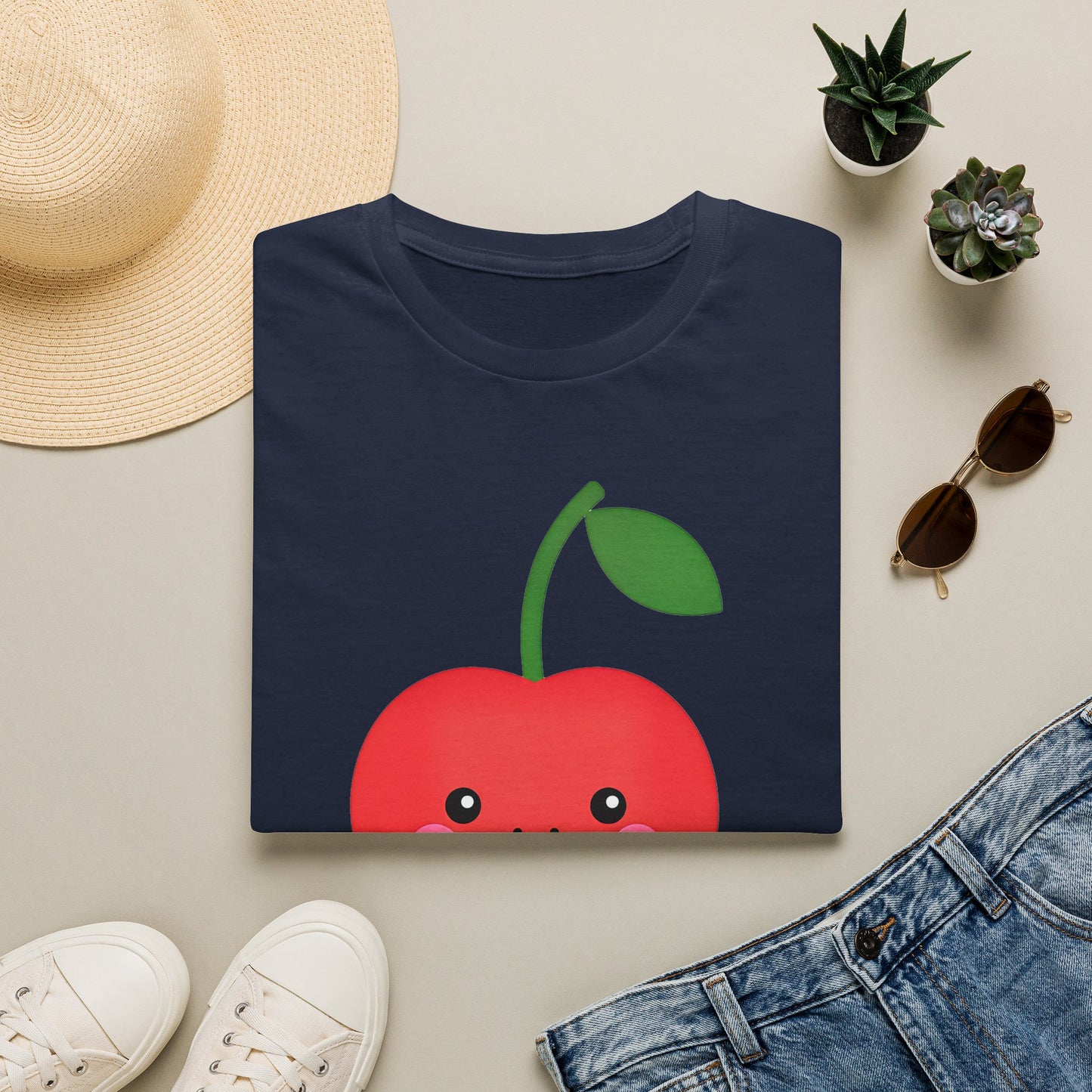 Cherry Cute T-Shirt — Kawaii Cherry Graphic with Korean Text