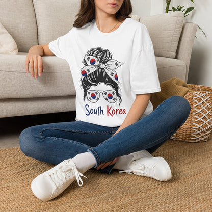 South Korea Flag Hair Bun T-Shirt — Korean Pride Graphic Tee