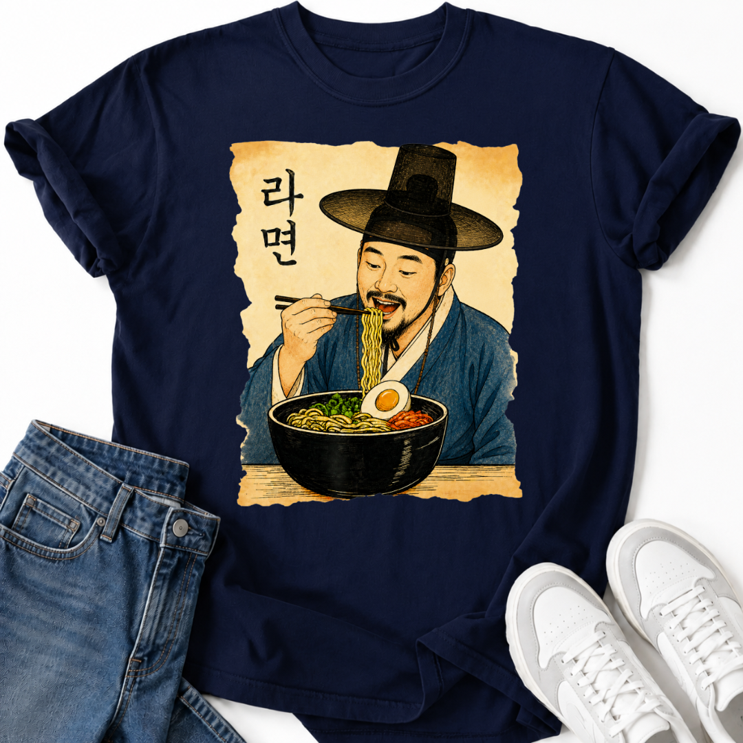 KOREAN MAN EATING RAMYEON T-SHIRT