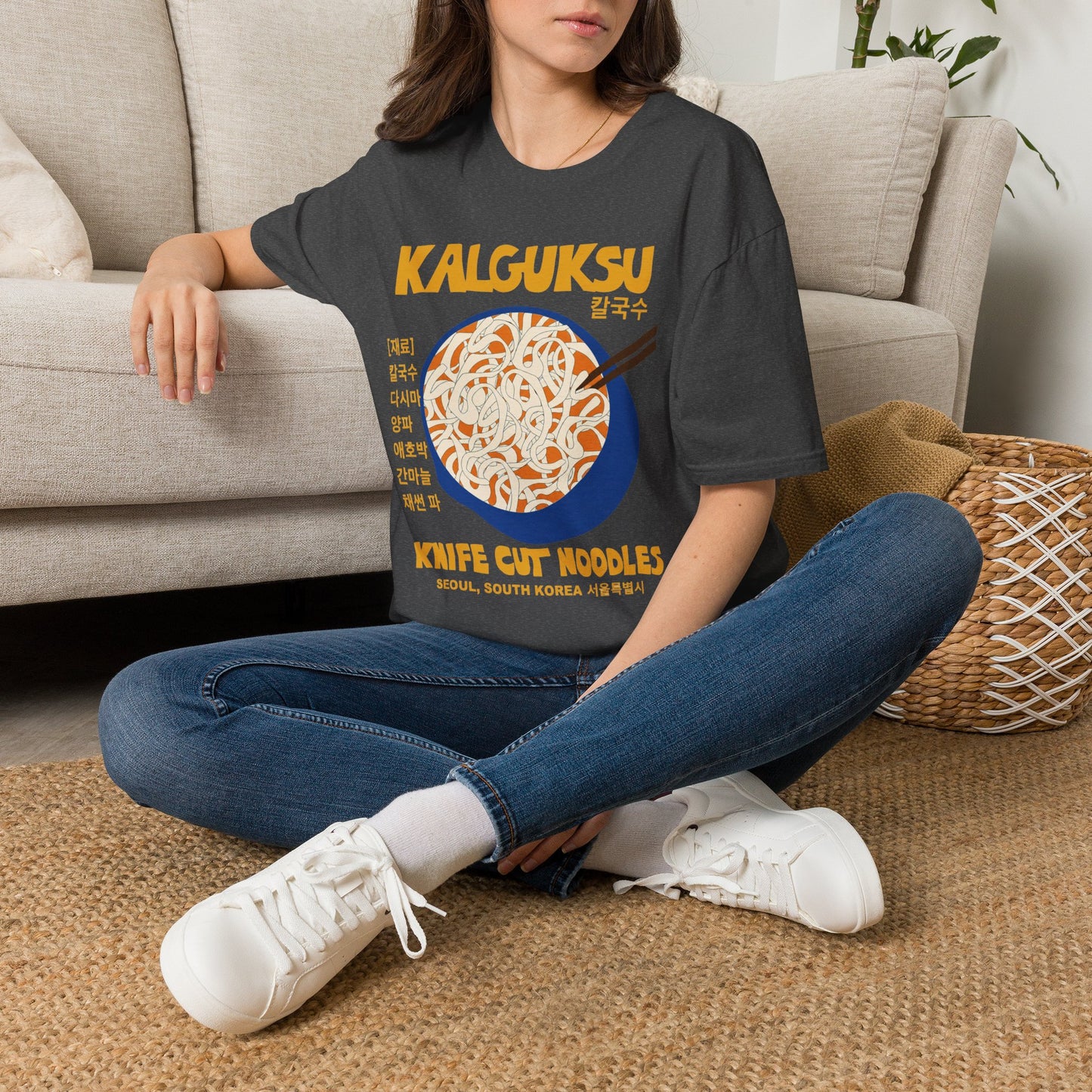 Kalguksu Noodle T-Shirt — 'Knife Cut Noodles' Retro Korean Food Tee