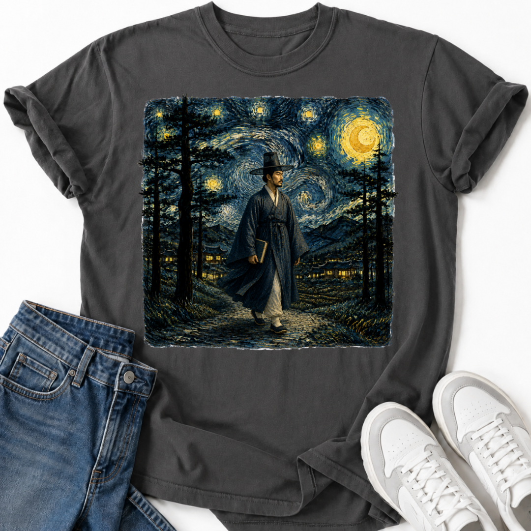 KOREAN SCHOLAR STARRY NIGHT T-SHIRT