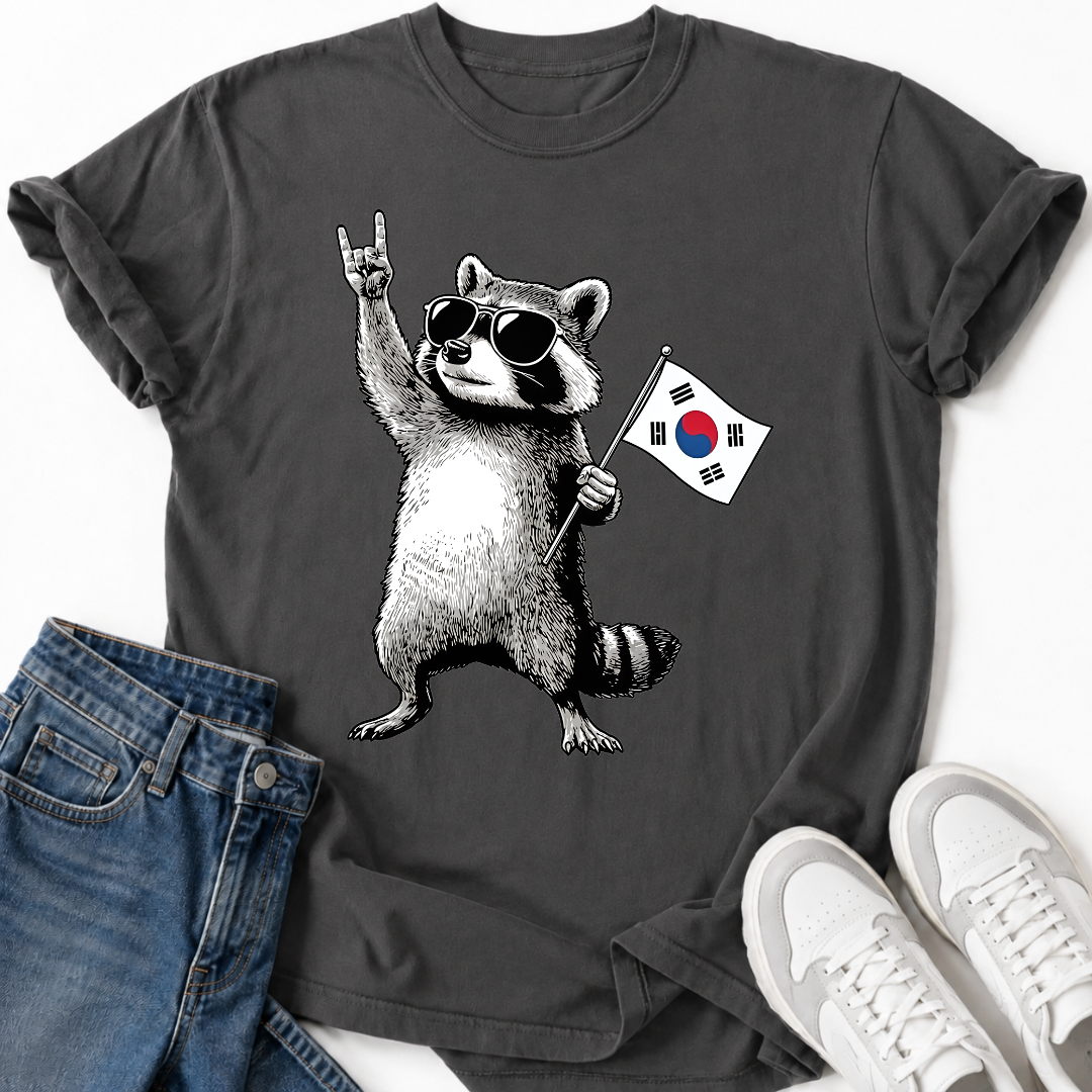 RACCOON KOREAN FLAG T-SHIRT