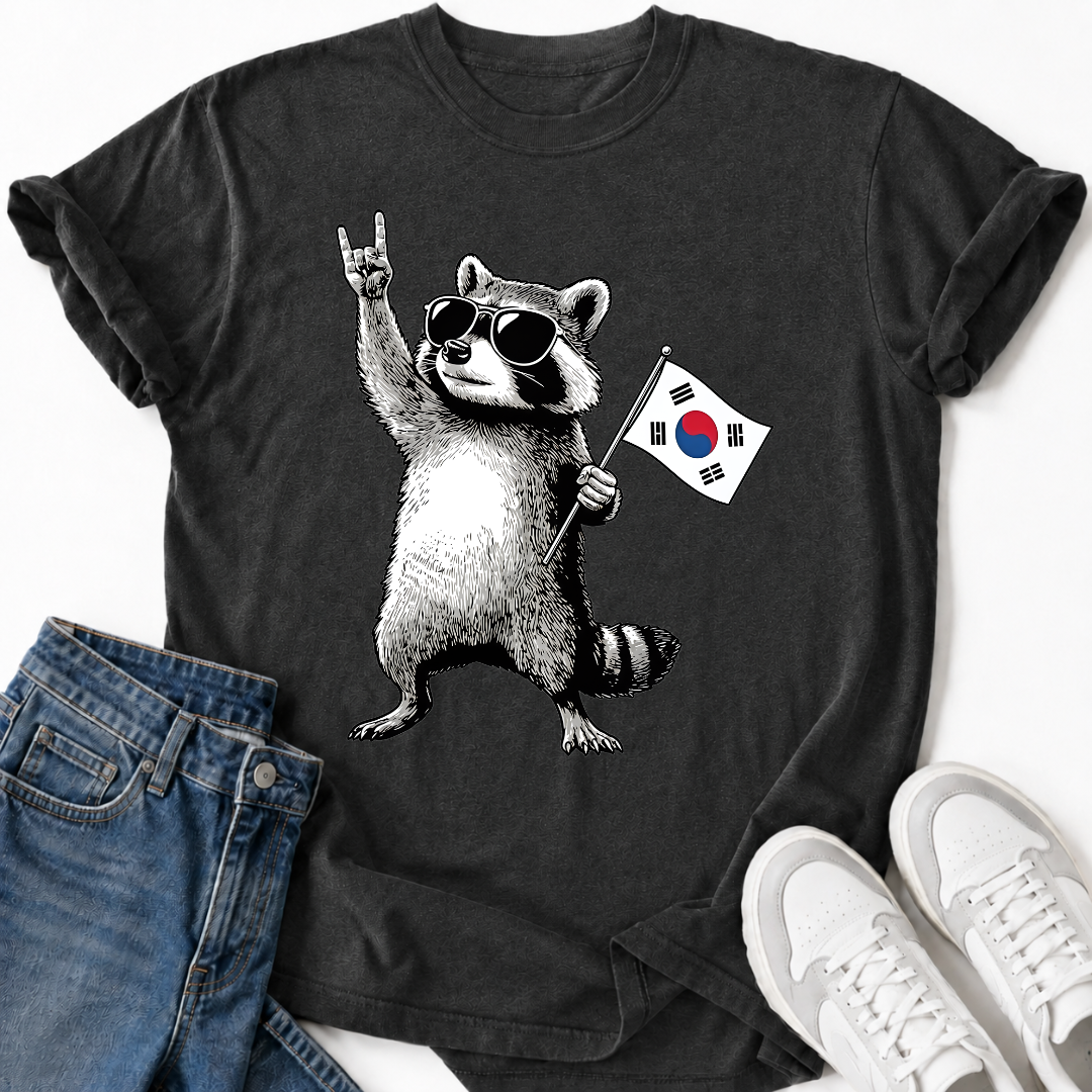 RACCOON KOREAN FLAG T-SHIRT