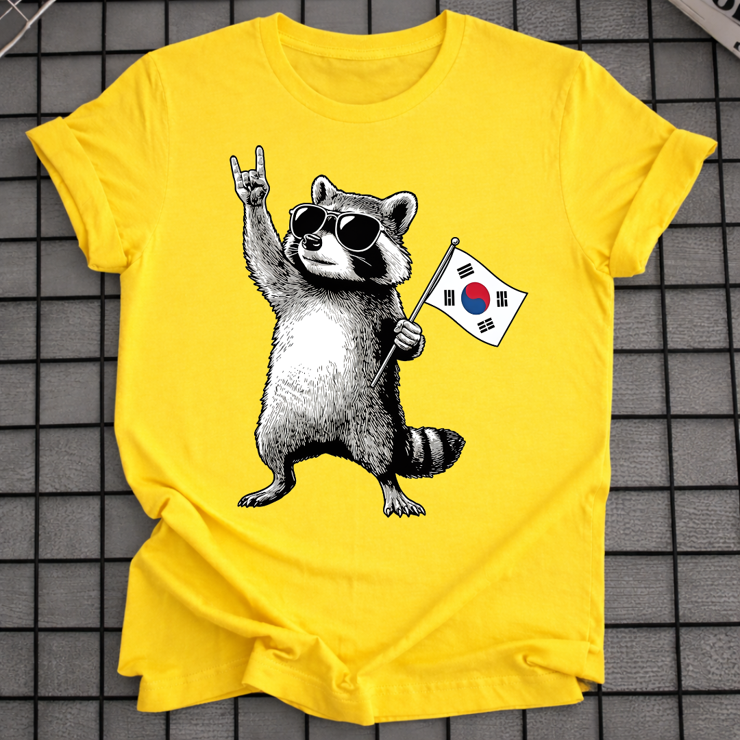 RACCOON KOREAN FLAG T-SHIRT