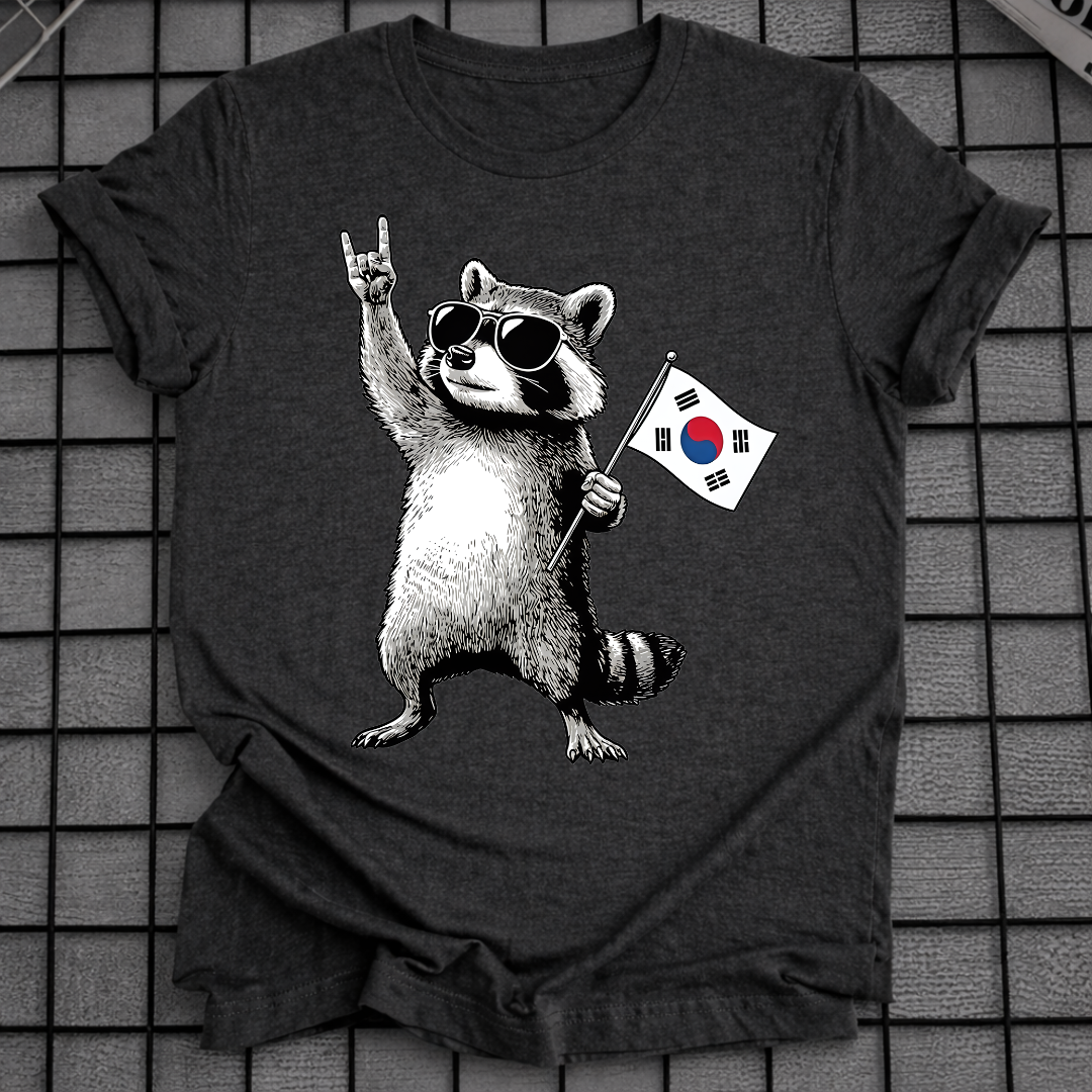 RACCOON KOREAN FLAG T-SHIRT