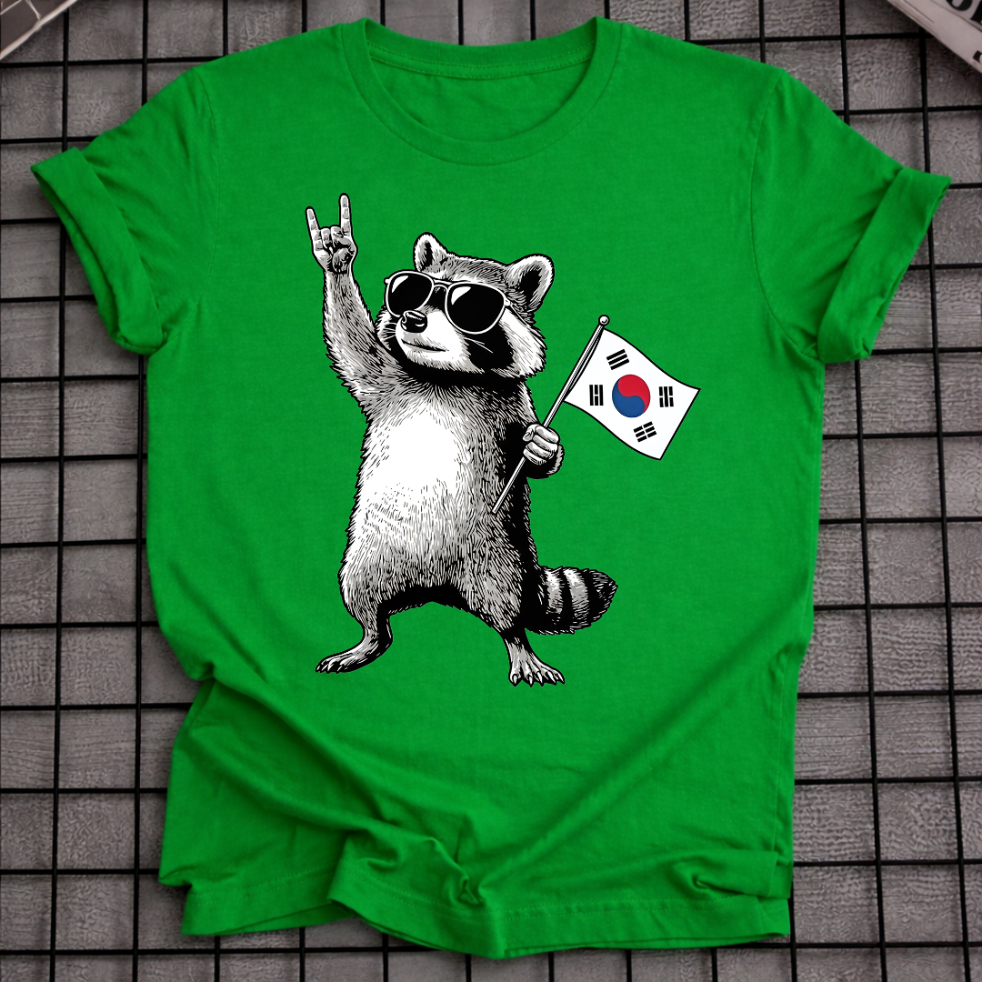 RACCOON KOREAN FLAG T-SHIRT