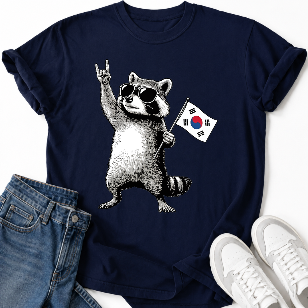 RACCOON KOREAN FLAG T-SHIRT