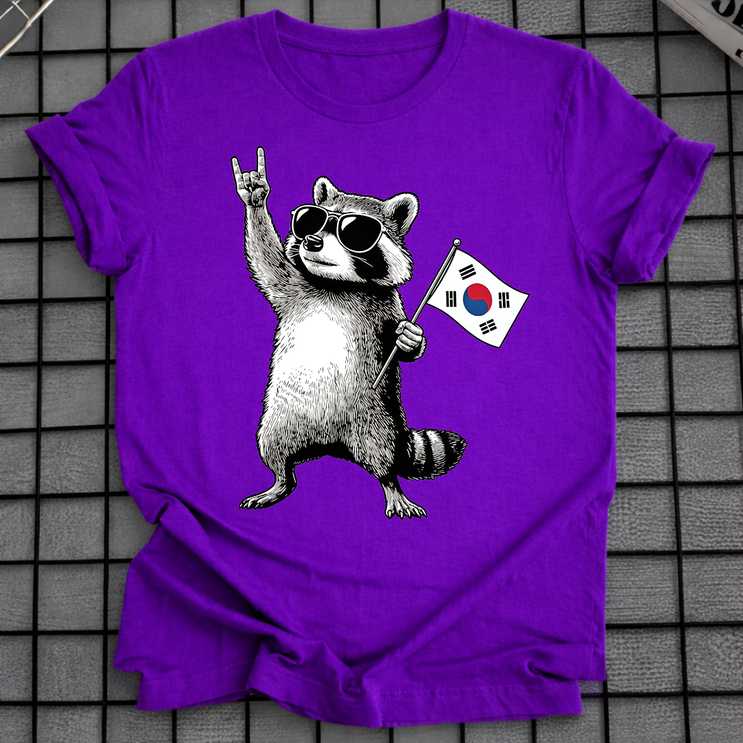 RACCOON KOREAN FLAG T-SHIRT