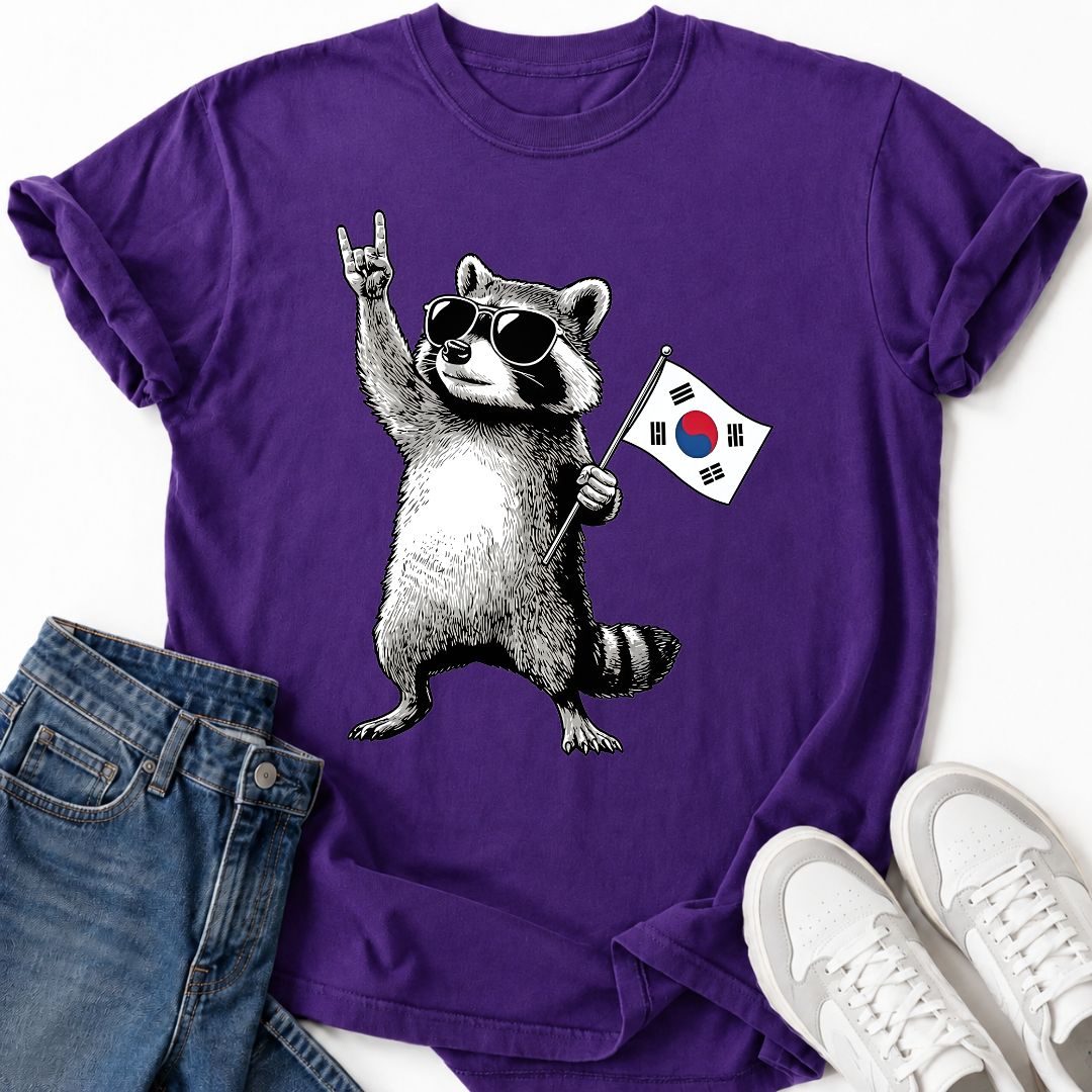 RACCOON KOREAN FLAG T-SHIRT