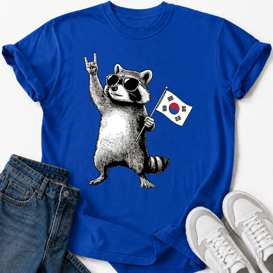 RACCOON KOREAN FLAG T-SHIRT