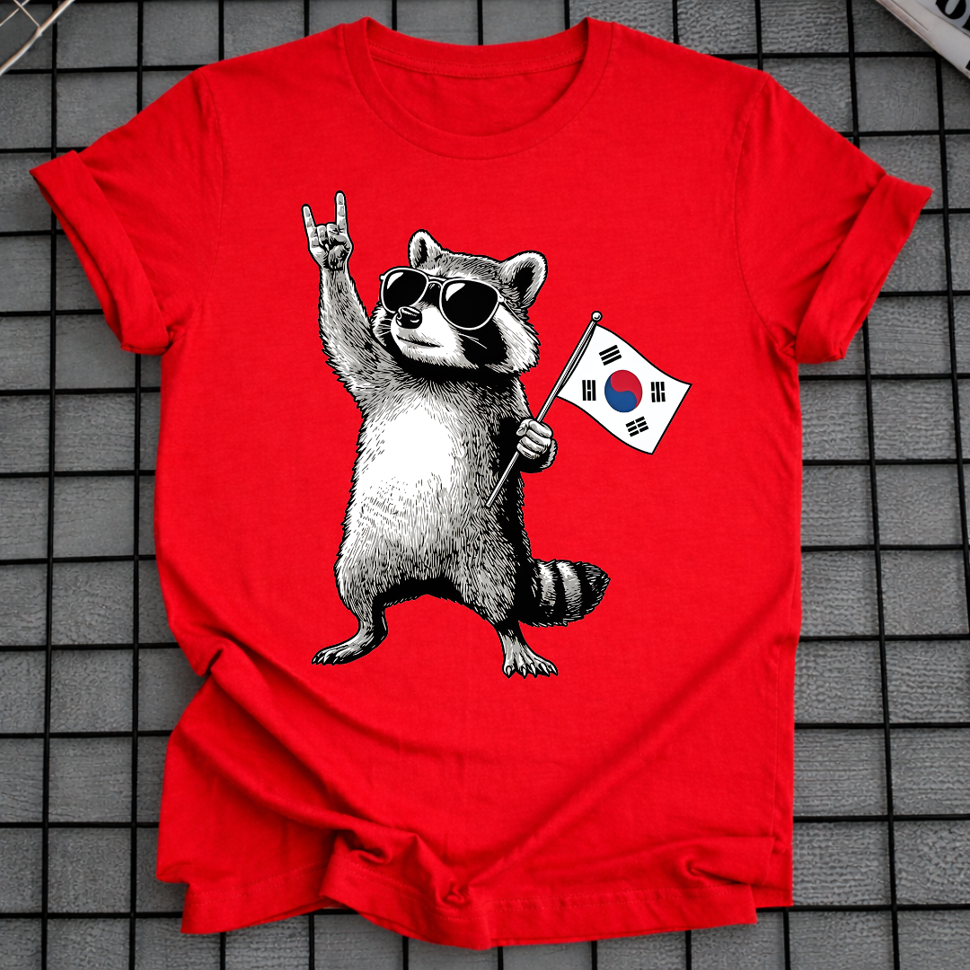 RACCOON KOREAN FLAG T-SHIRT