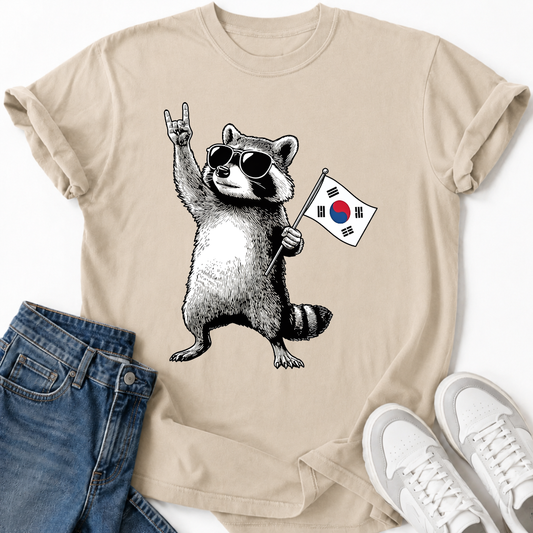 RACCOON KOREAN FLAG T-SHIRT