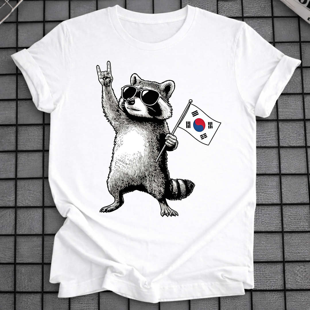 RACCOON KOREAN FLAG T-SHIRT
