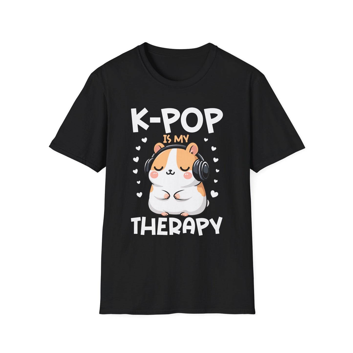 K-Pop Is My Therapy T-Shirt — Cute Hamster Headphones Tee for K-Pop Fans