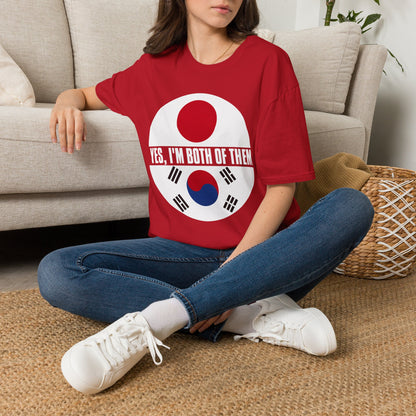 T-Shirt — "Yes, I'm Both of Them" Japan & Korea Flag Pride Tee