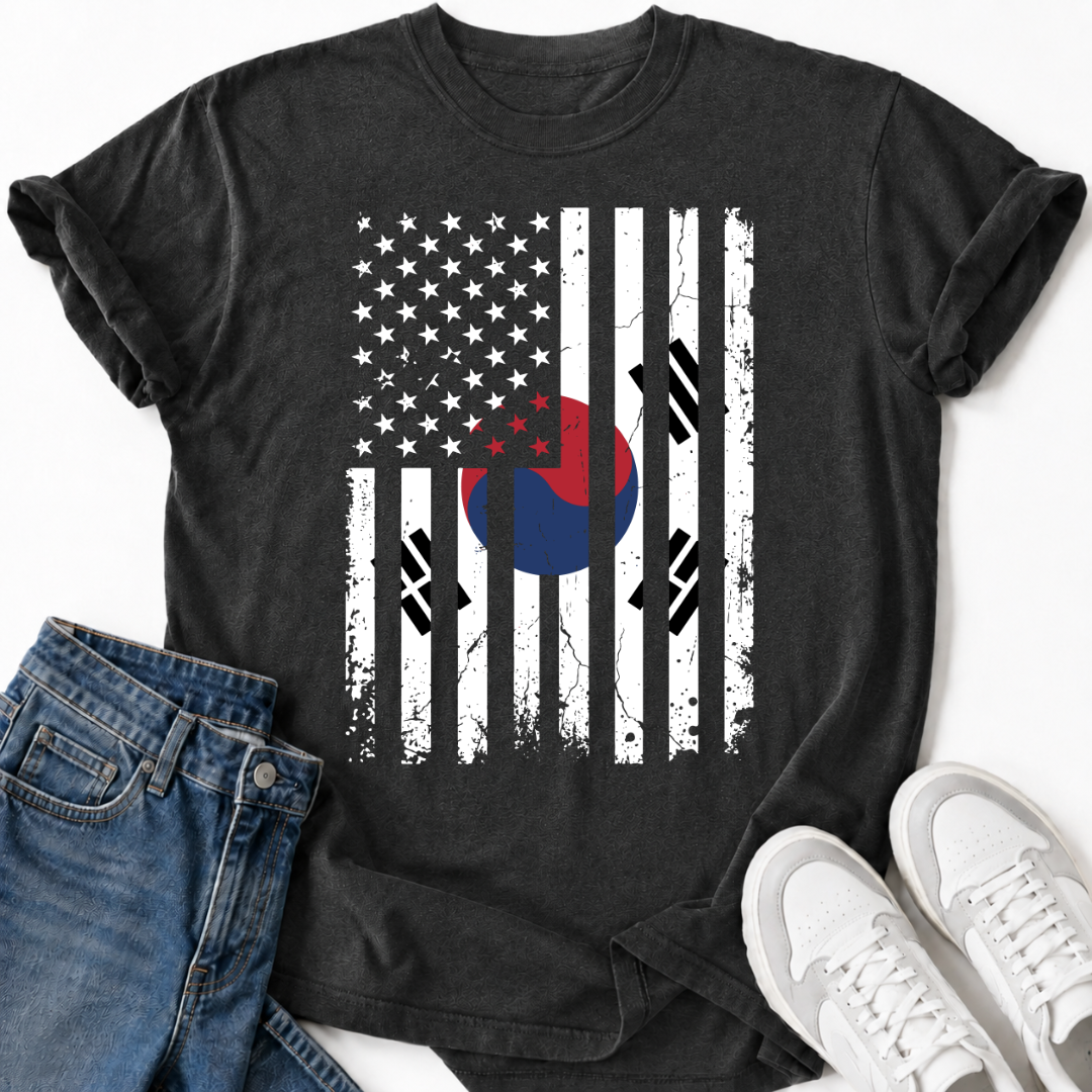 USA FLAG TAEGEUK SYMBOL T-SHIRT