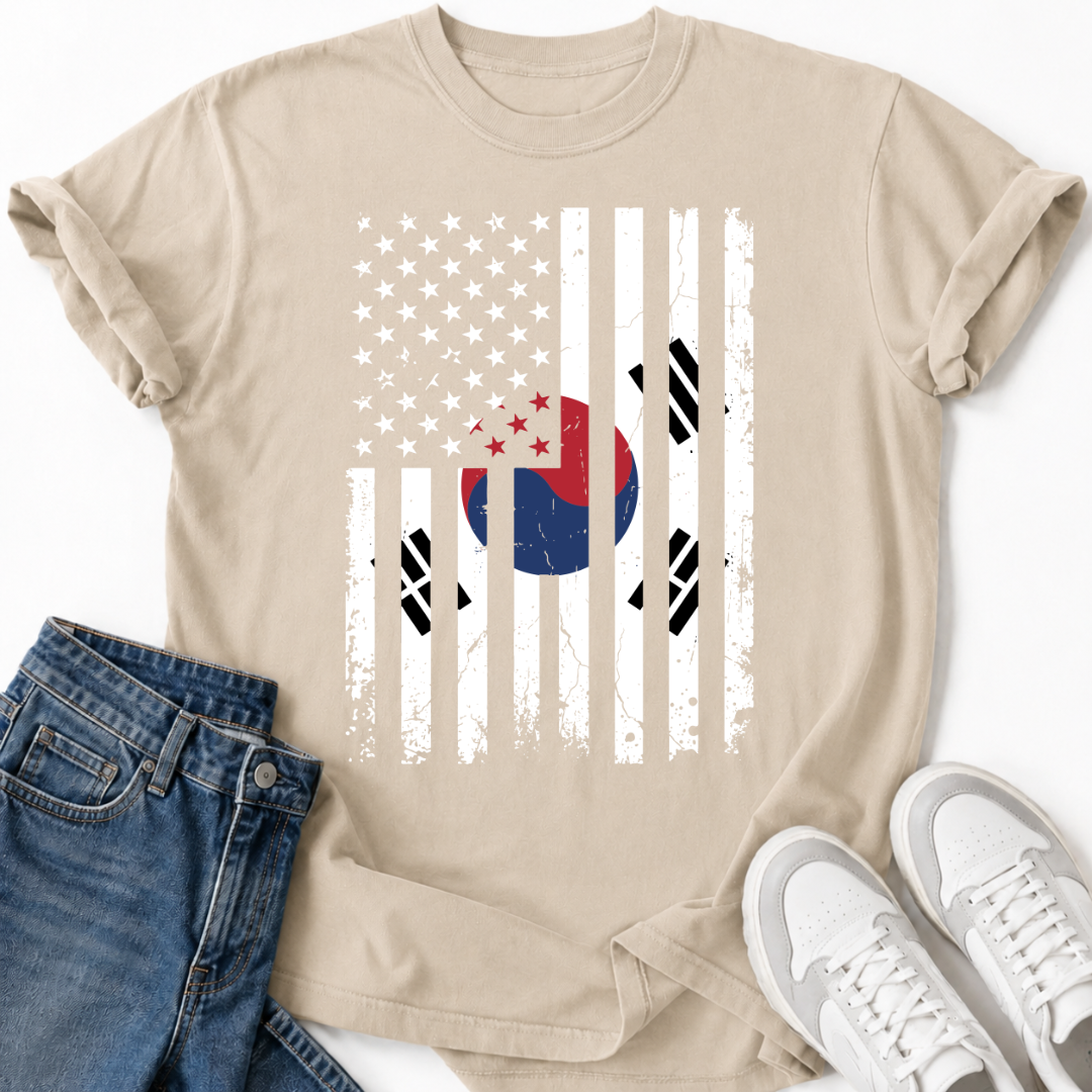 USA FLAG TAEGEUK SYMBOL T-SHIRT