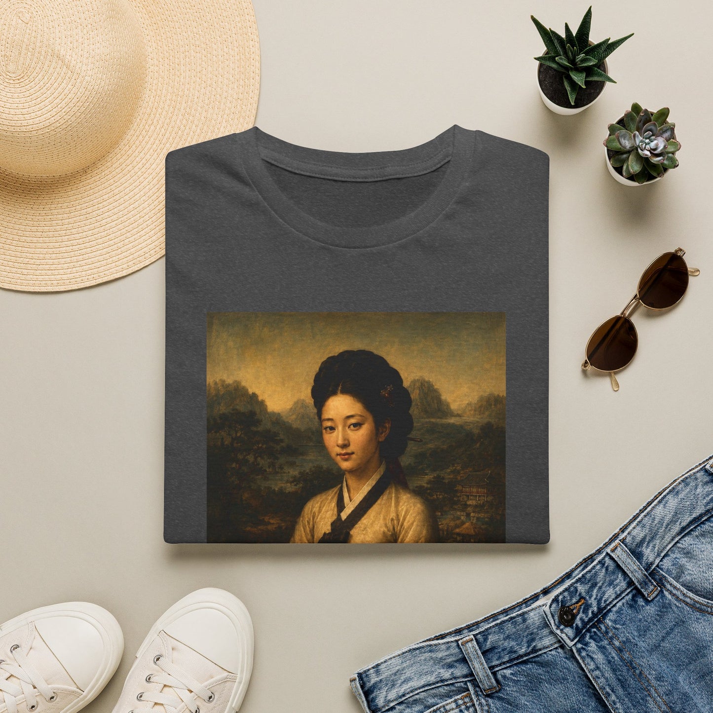 Portrait Tee — Vintage Asian Woman Oil Painting Graphic T-Shirt